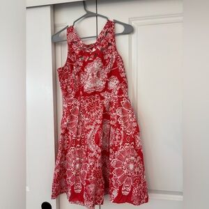 Red and White Floral Dress